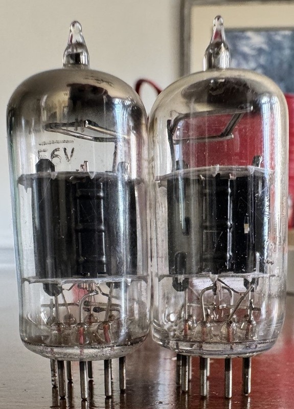 Matched Pair 12AU7 A Coveted BLACK PLATES [] D GETTER Raytheon NOS AUDIO TUBES