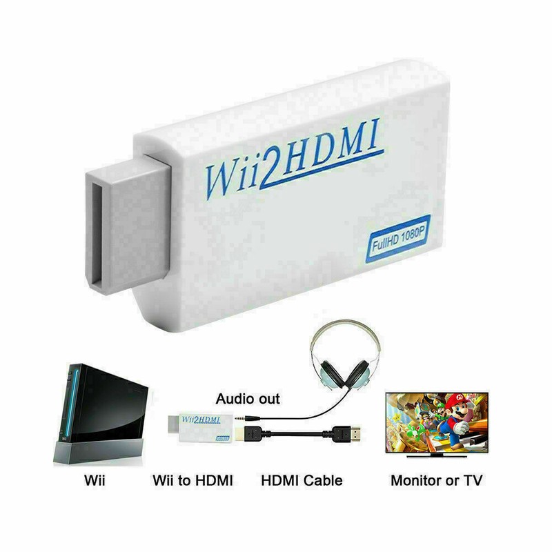 Portable Wii to HDMI Wii2HDMI Full HD Converter Audio Output Adapter TV Black gallery