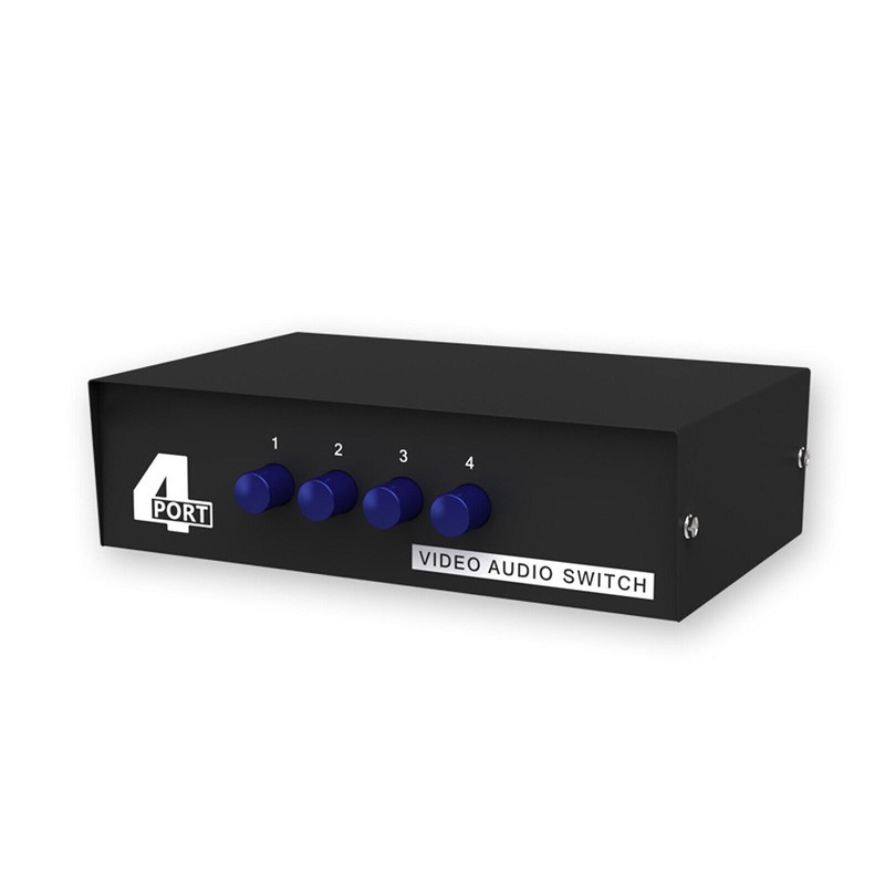 4-Port RCA Composite Video Audio AV Switch Selector Switcher Splitter Box 4-Wayp
