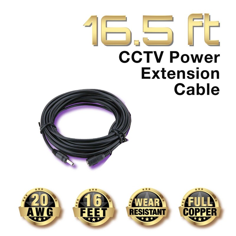 16.5ft 5.5M Power Extension Cable Cord for Reolink Security IP Camera