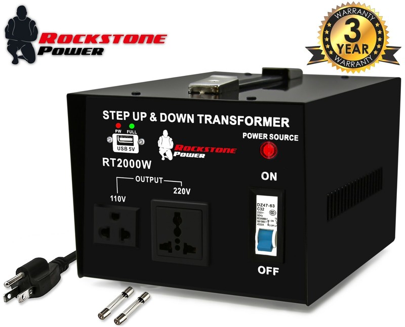ROCKSTONE POWER 2000W Step Up/Down Voltage Converter Transformer 110V/220V