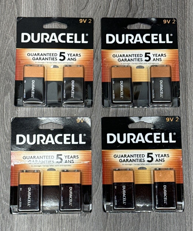 LOT OF 4 Duracell Coppertop 9V Battery – Pack of 2X4= TOTAL 8 EXP: 2027+