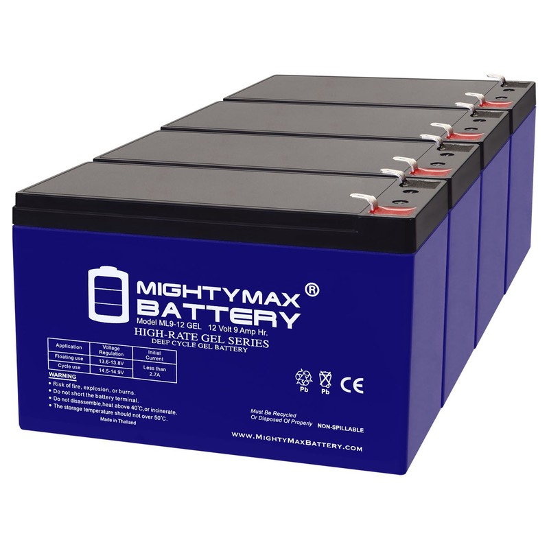 Mighty Max 12V 9AH GEL F2 Battery Compatible with A.P.C SC1000 – 4 Pack