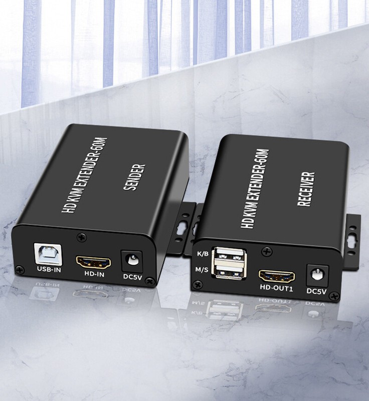 HD 60m USB HDMI KVM Extender Over Rj45 Cat6 Ethernet Cable Audio Video Converter gallery