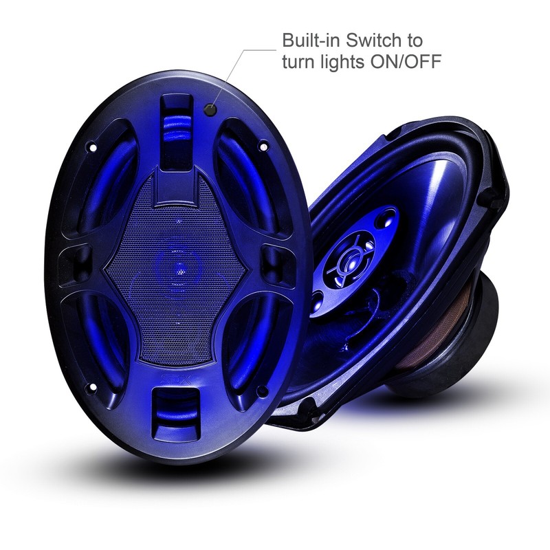 SDX Audio 4-Way 6″x9″ 450W Car Speaker w Built in Switch turn ON/OFF LED Lights