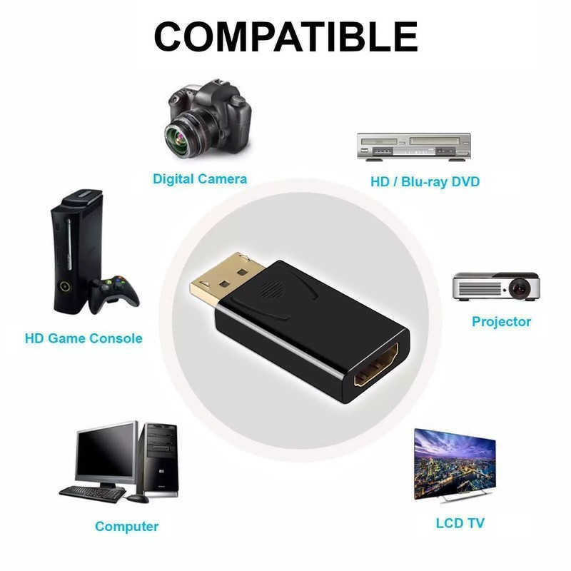 2-Pack DisplayPort to HDMI Adapter Converter Display Port DP Male to HDMI Female gallery