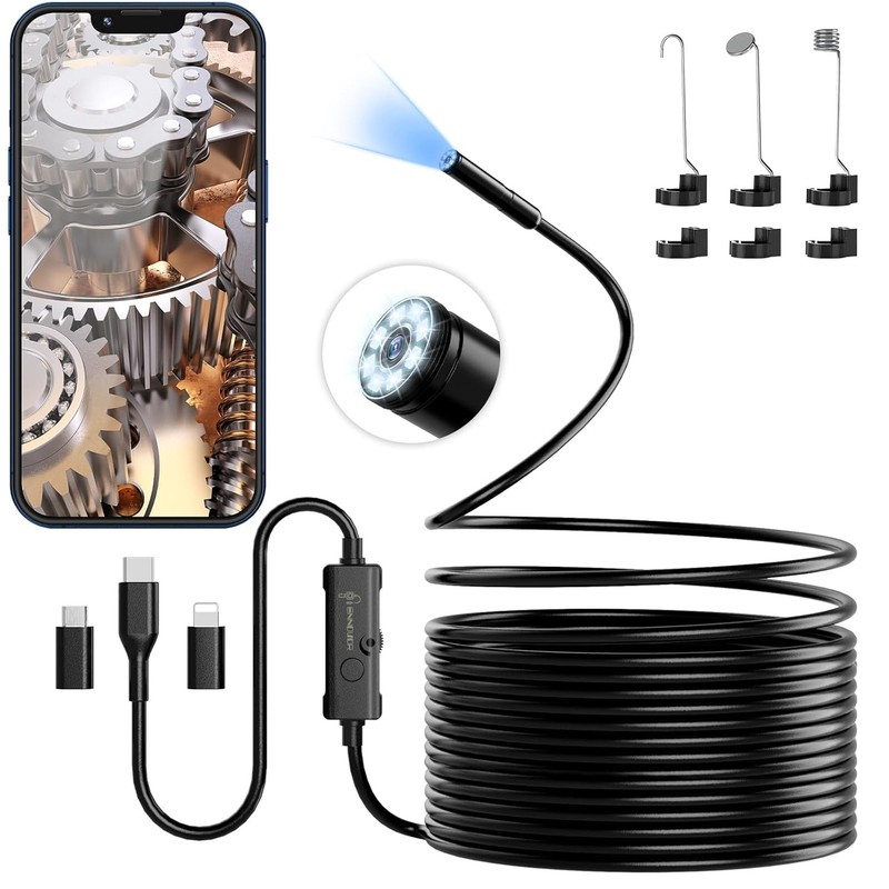 ???? Endoscope Camera with Light, 1920P HD Borescope Camera 8 LED Light 16.4ft