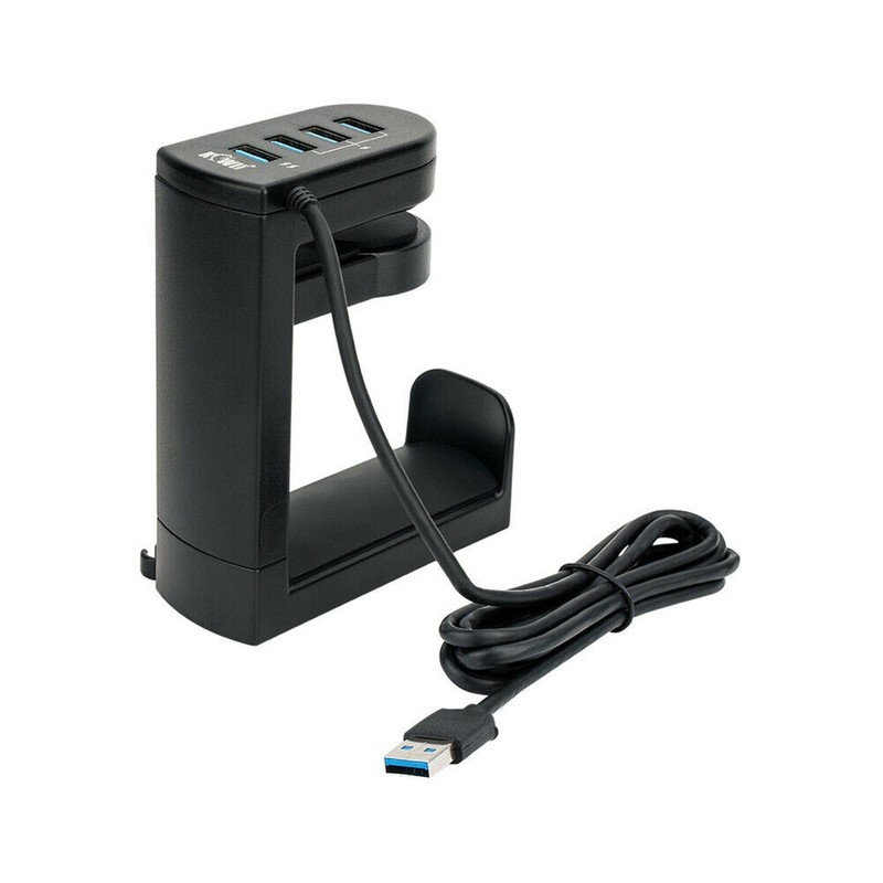 360° Rotating Anti-Slip 4 Extra USB 2.0 3.0 Port Headphone Stand Holder Hook gallery