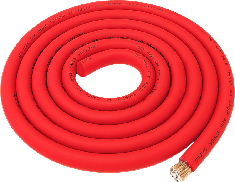 2/0 Gauge AWG RED Power Ground Wire Sky High Car Audio Sold By The Foot GA ft
