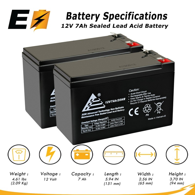 2 Pack | 12V 7AH SLA Rechargeable Battery for APC IBM Belkin UPS Backup gallery