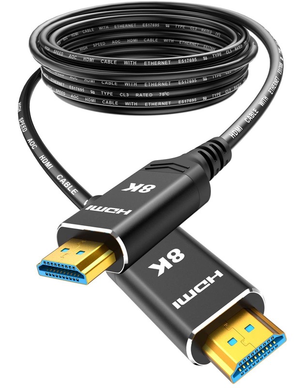 Highwings 100FT Fiber Optic HDMI Cable 8K 60Hz 4K 120Hz CL3 48Gbps HDMI 2.1