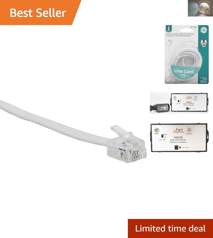 7 Foot White Telephone Line Cord with Modular Ends – Quality for Home & Office