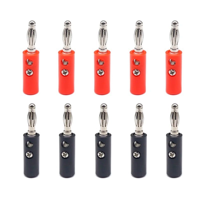 10Pcs Gold Plated Banana Plugs Audio Jack Speaker Wire Cable Screw Connector 4mm