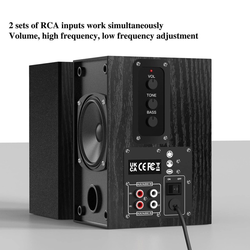 30W Powered Bookshelf Speakers with RCA Input for TV, PC, and Turntables gallery