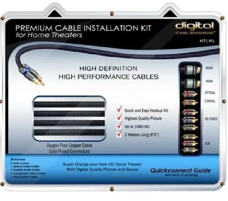 2M HD Home Theater Wiring Kit – Gold-Plated Connectors OFC Cables KIT4 M1