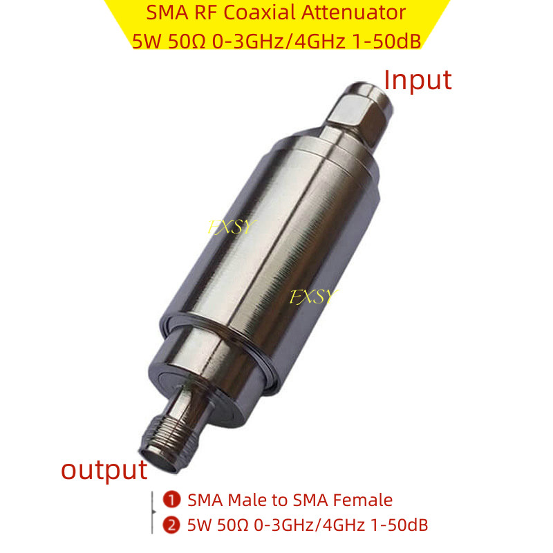 SMA RF Coaxial Attenuator 5W 50Ω 0-3GHz/4GHz 1/2/3/5/6/10/15/20/25/30/40/50dB