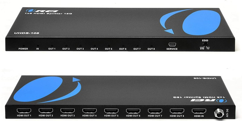 OREI 4K 1 in 8 Out HDMI Splitter 4:4:4 8-bit – 18Gbps 4K@60Hz(UHDS-108)