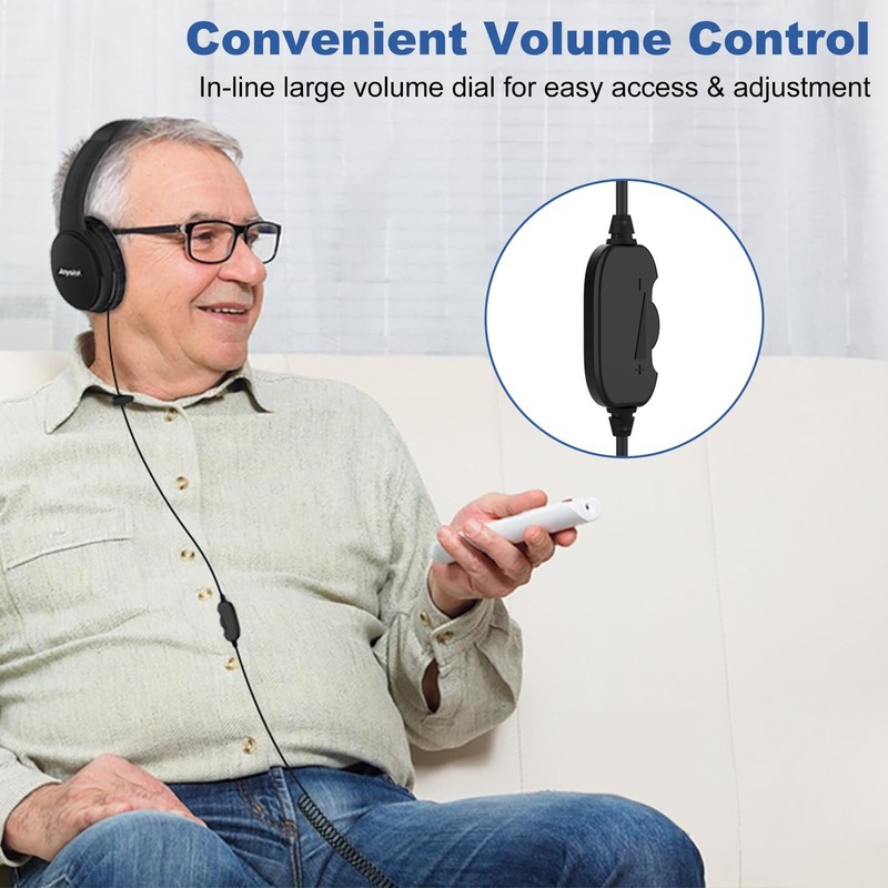 19.5Ft / 6M Extra Long Cord Headphones for TV PC with Volume Control, Spring Coi gallery