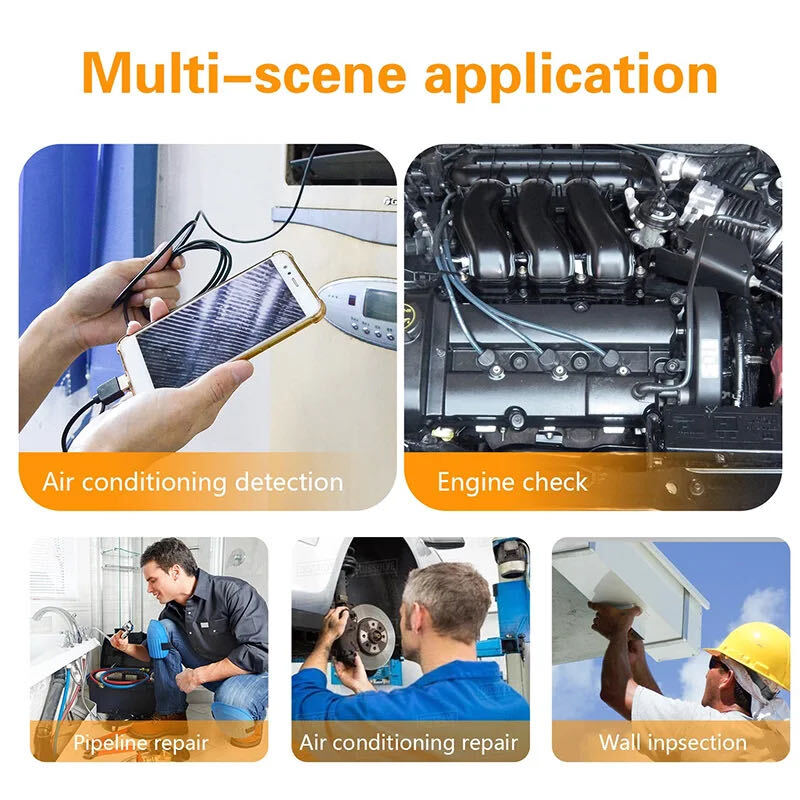 6LED USB Snake Endoscope Borescope HD Inspection Camera For Android Type C Lot gallery