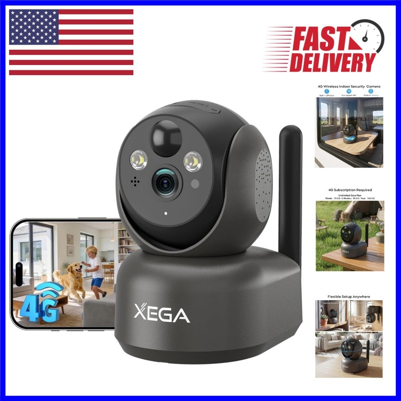 4G No WiFi Indoor Security Camera: 2K PTZ, Battery Operated with Instant Alerts