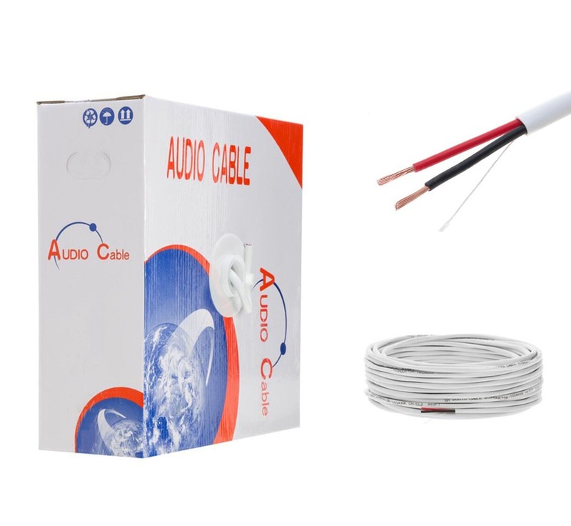 500ft Speaker Cable CL2 Rated 16AWG In-Wall 16/2 Stereo Audio Indoor Wire White