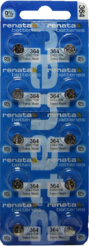 70 Renata 364 SR621SW Silver Oxide 1.55v 0% MERCURY Batteries