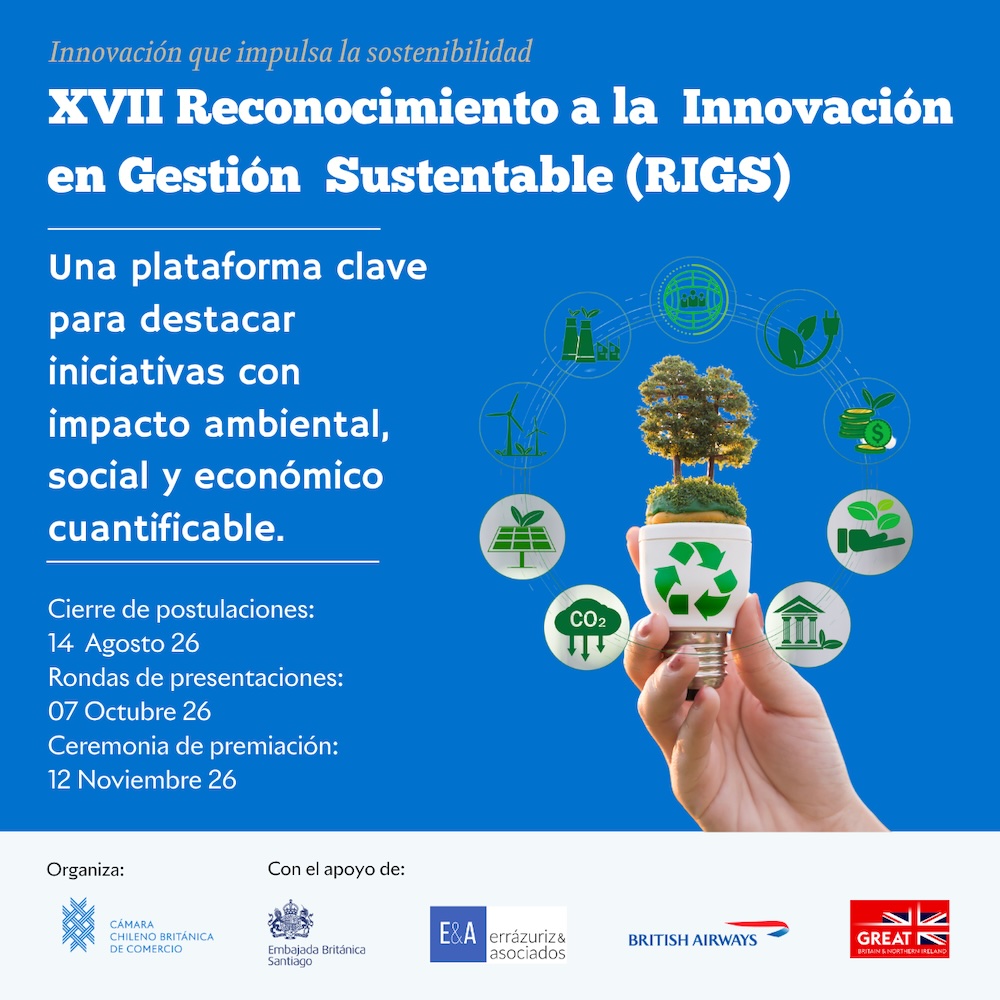 BritCham Chile abre convocatoria para la XVII versión del Reconocimiento a la Innovación en Gestión Sustentable (RIGS)